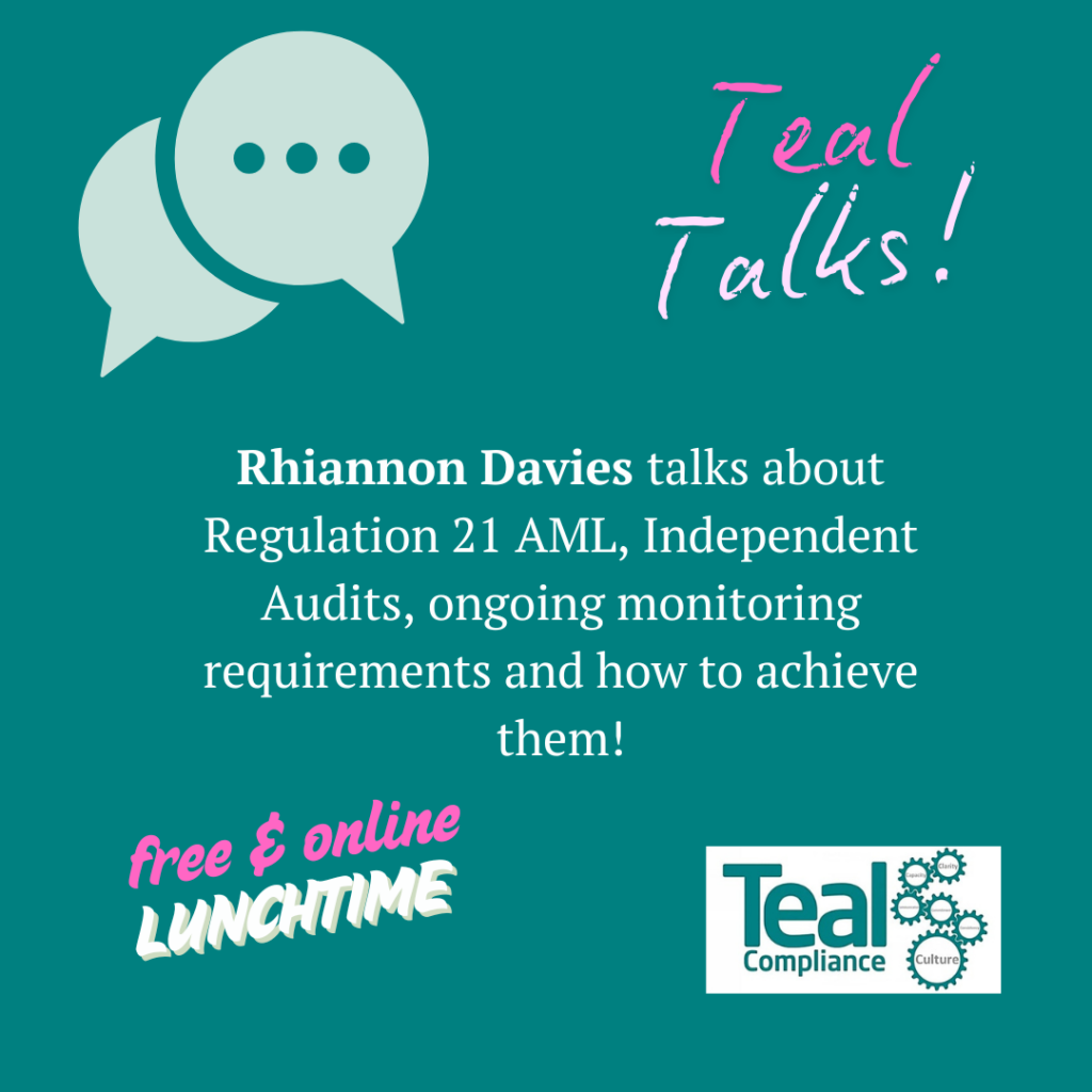 Rhiannon Davies from Teal Compliance hosts Teal Talks free and online lunchtime webinar on AML and latest legal regulations