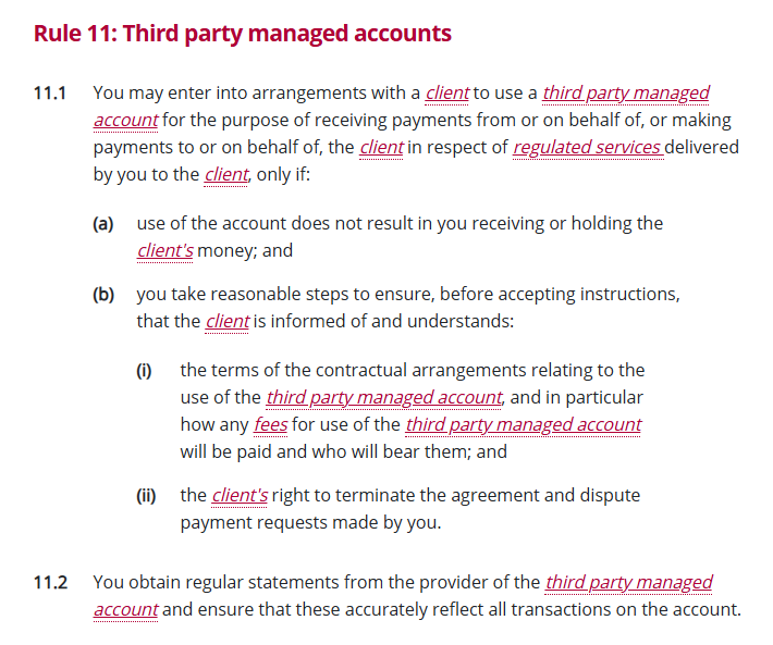 SRA Accounts Rule about Third Party Managed Accounts