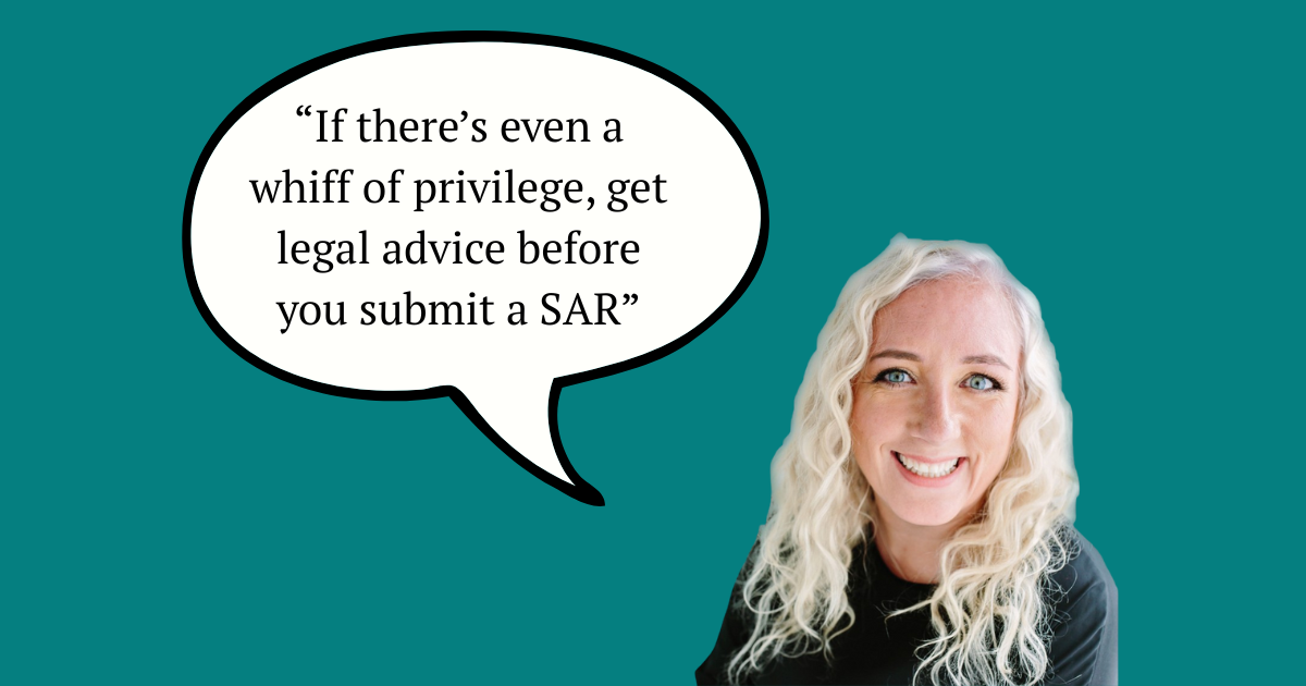 privilege and SARs quote from Amy Bell